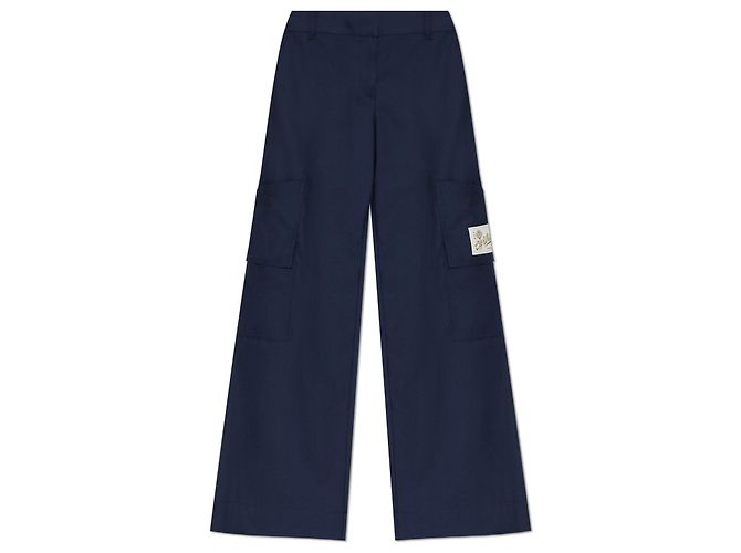 Off White navy blue wool cargo pants