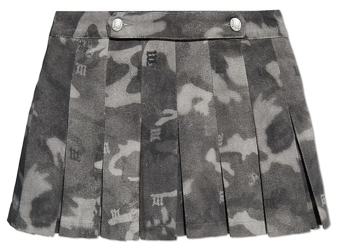 Autre Marque Falda plisada MISBHV de algodón con camuflaje gris
