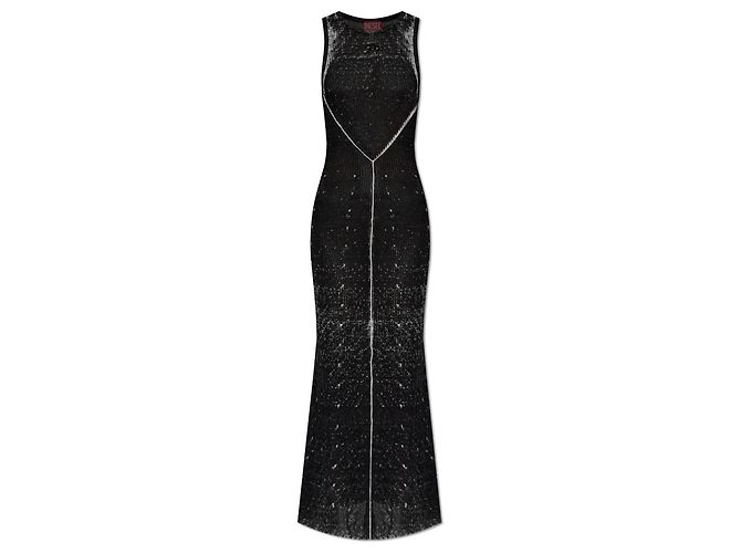 Diesel M-RAB langes Strickkleid schwarz
