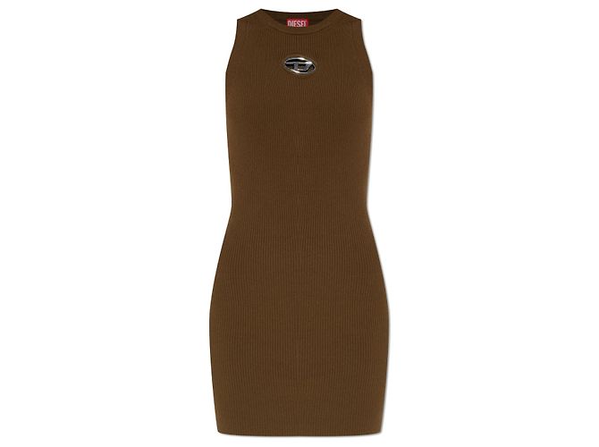 Diesel M-CADDIX Kleid grün gerippter Strick