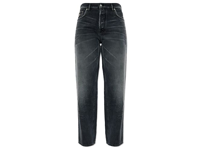 Moschino Logo Jeans Grau Baumwolle Gerade