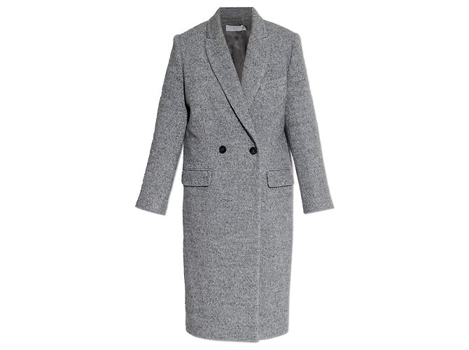 Iro Arianna grey melange wool blend coat