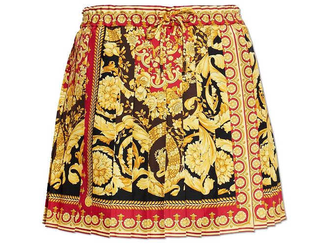 Versace Silk Pleated Skirt Multicolor