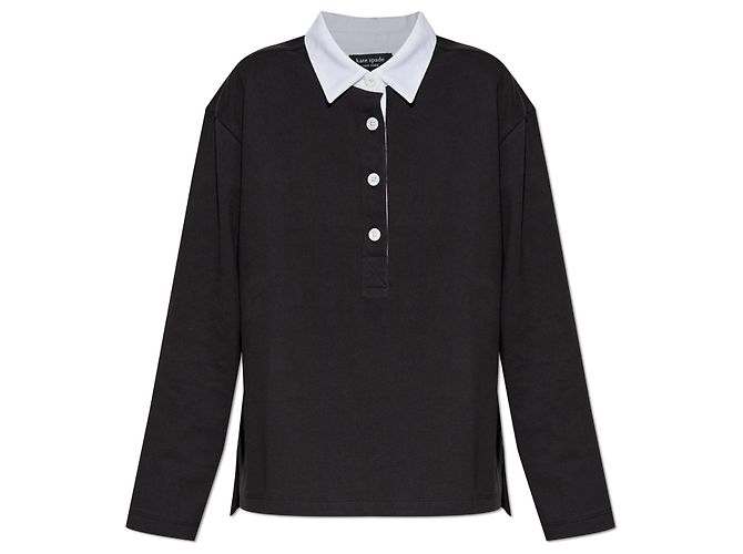 Polo Kate Spade con logo nero in cotone