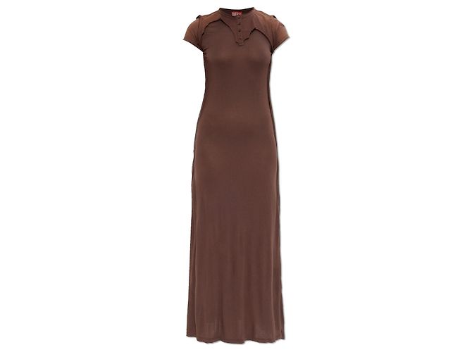 Vestido maxi D-JARY Diesel marrón de algodón