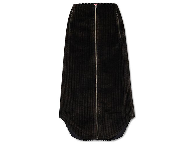Falda midi Diesel O-LLIPOP de algodón verde a rayas