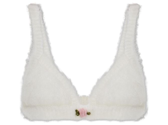Alessandra Rich Wool Bra White