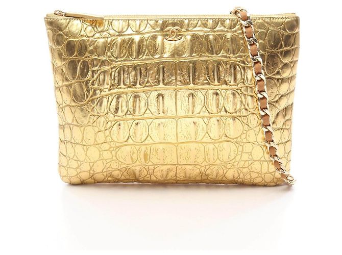 Bolsa de Ombro Chanel em Couro de Crocodilo Embossado