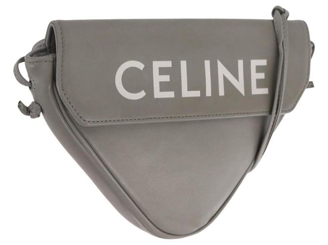 Céline CELINE Triangle Bag Leather Gray Auth ka6826A - Jerrillo