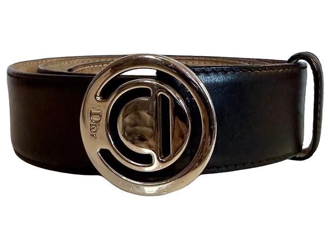 Cinto Dior Multi-Pastilles em couro preto com fivela CD