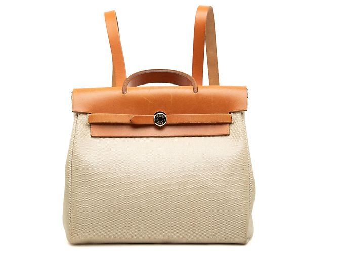 Beige Hermès Toile Herbag Backpack PM