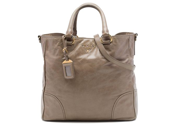 Sac à main Prada Vitello Shine Marron