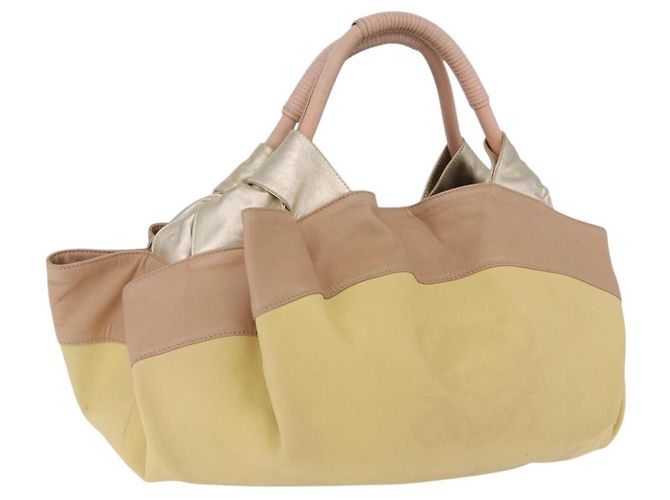 LOEWE Nappa Aire Anagram Hand Bag Leather Yellow Gold Auth ka6859 - Jerrillo