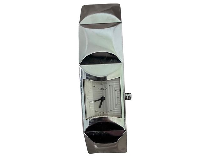 Montre FRED Paris Rectangulaire en Métal Argenté