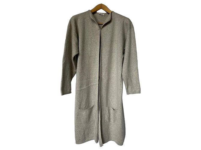 Autre Marque Langer beiger Kaschmir-Cardigan