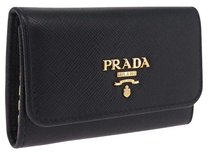 PRADA Porte-clés Cuir Safiano Noir Or Auth 212121M - Jerrillo