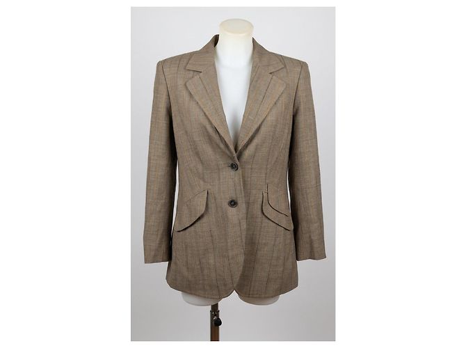 Escada Blazer in lana marrone a righe