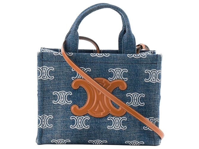 Céline CELINE - Saco cabas Thais Celine em denim e couro tan