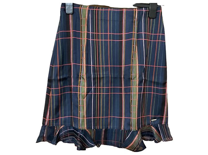 Ted Baker Navy Check Mini Skirt with Ruffle Hem