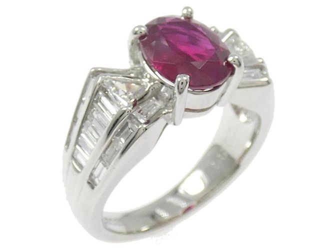 Autre Marque Pt900 Ruby Diamond Ring