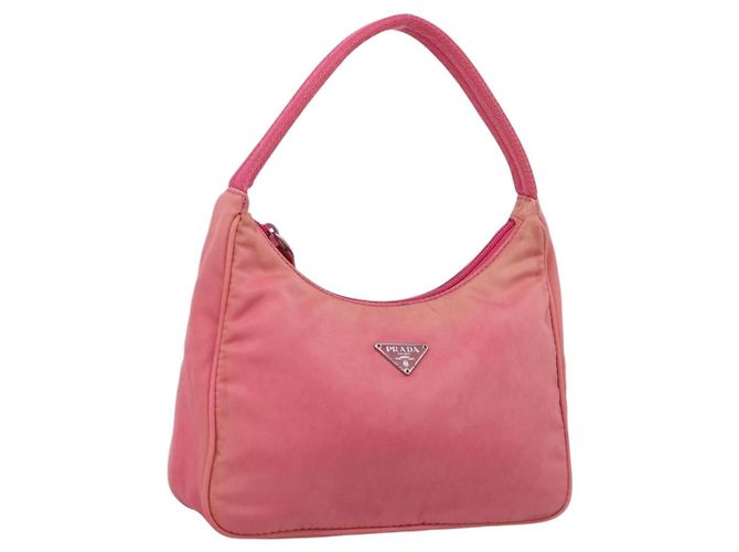 PRADA Pochette à main Nylon Rose Argent