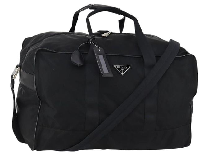 PRADA Bolsa Boston Nylon 2way Preta Prata