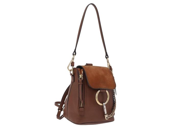 Chloé Chloe Faye Mini Backpack Leather Brown Gold