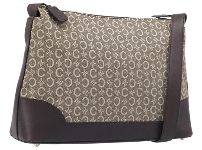 Céline CELINE C Macadam Canvas Shoulder Bag Beige Gold