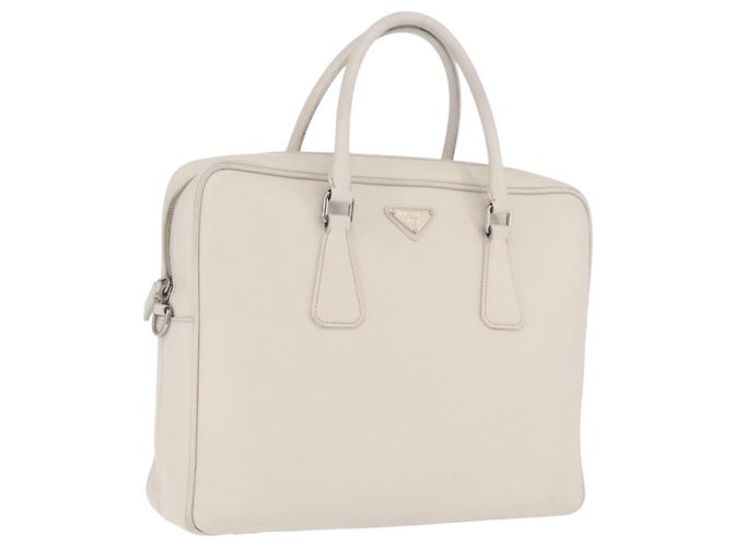 PRADA Mala de Negócios couro Saffiano White Silver