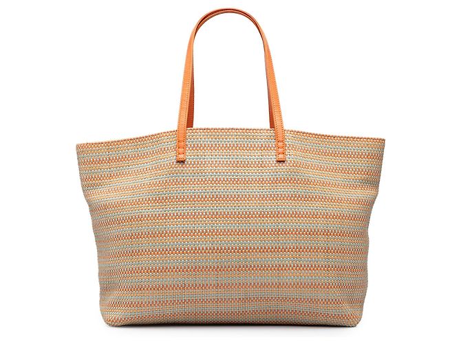 Fendi Roll Tote aus Raffia in Orange, Medium