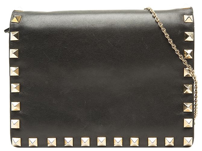 Cartera Rockstud Valentino de piel negra con cadena