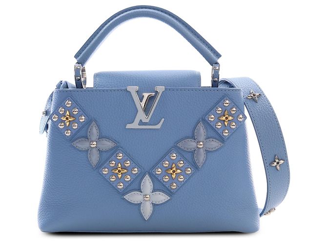 Louis Vuitton Blue Taurillon Studded Capucines BB