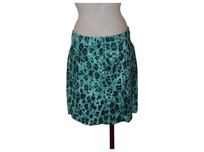 Blumarine Leopard Print Mini Skirt - Green and Black