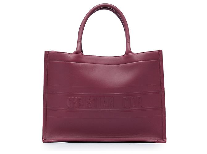 Book Tote Dior Medium de piel grabada roja