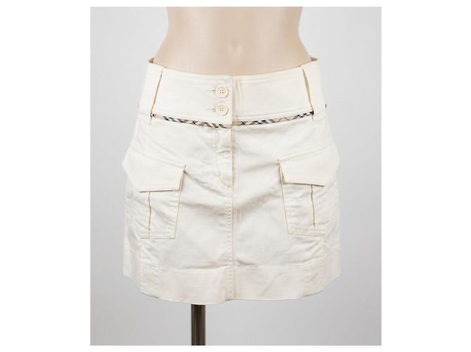 Burberry Minifalda de algodón blanco