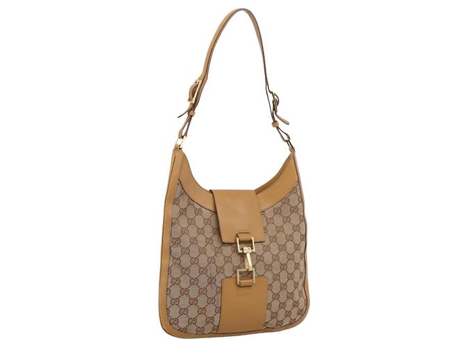 GUCCI GG Canvas Shoulder Bag Beige Gold 001 4129 Auth 208735 - Jerrillo