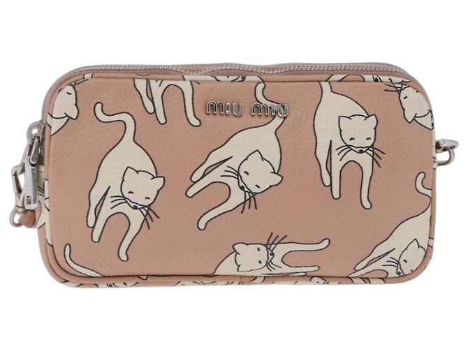 Miu Miu Shoulder Bag Leather Pink Silver Auth 211218A - Jerrillo
