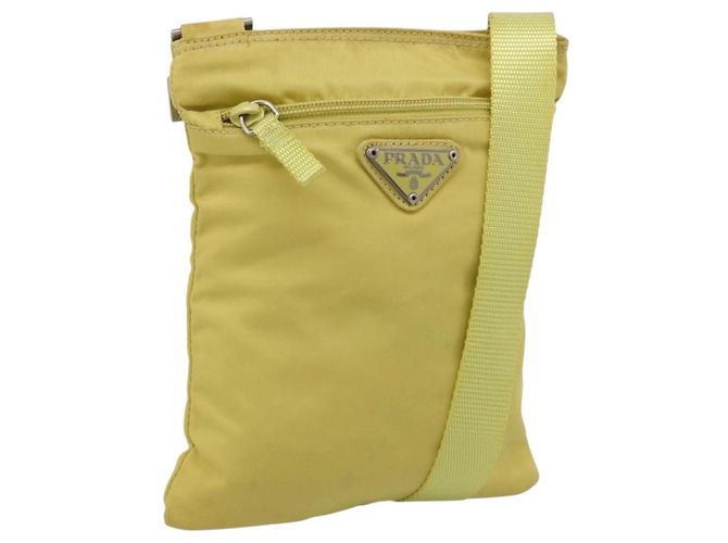 PRADA Shoulder Bag Nylon Yellow Silver Auth 212976 - Jerrillo