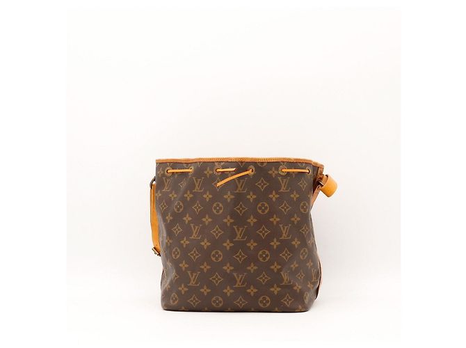 Bolsa Saco Louis Vuitton Monogram Noe Canvas e Couro Marrom