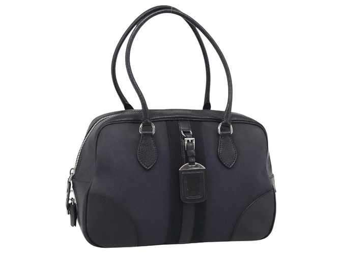 Sac à main PRADA Canvas Noir Argent Auth ep17002 - Jerrillo