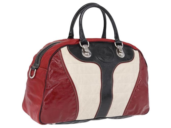 Bolsa de mão GUCCI em couro vermelho prata Auth 207145 - Jerrillo