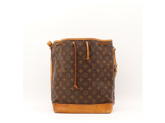 Bolso de cubo Louis Vuitton Monogram Noe de cuero marrón