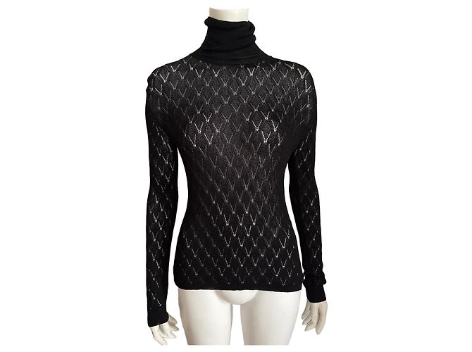 Chanel Black Viscose Polyamide Turtleneck Sweater