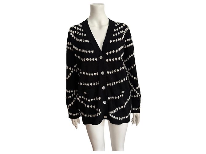 Chanel Cardigan Schwarz Weiß Kaschmir