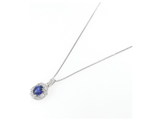 Autre Marque Saphir-Diamant-Halskette PT900 PT850