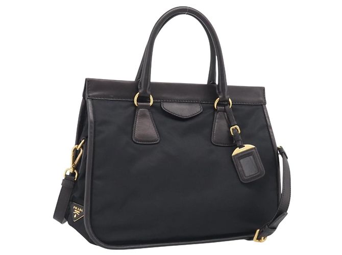 PRADA Handtasche Nylon 2way Black Gold