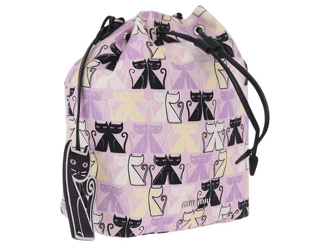 Miu Miu Pouch Canvas Pink Silver