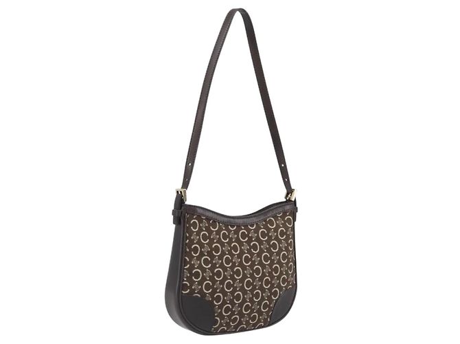Céline CELINE C Macadam Canvas Shoulder Bag Brown Gold