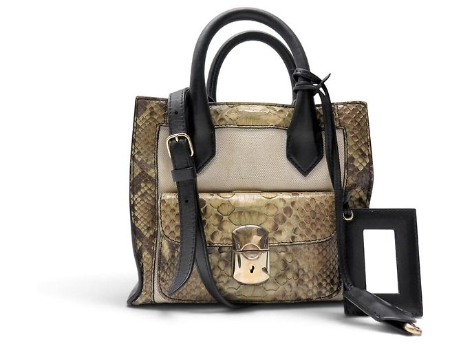 BOLSO DE MANO BALENCIAGA PADLOCK MINI AFTERNOON 319499 PYTHON & CUERO NEGRO
