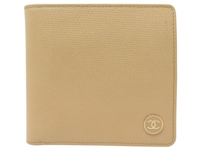 CARTERA CHANEL COCO BUTTON LOGO CC 2 VUELTAS CUERO BEIGE